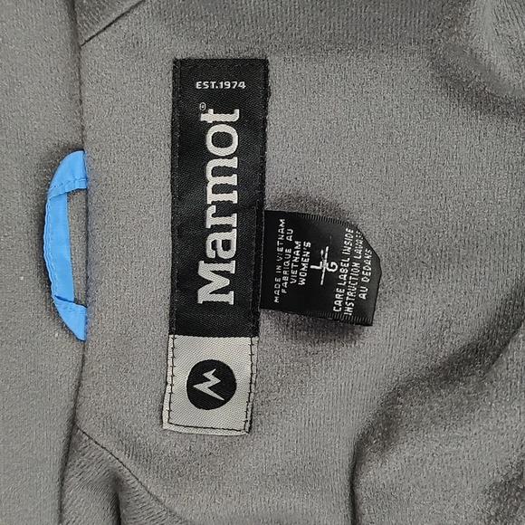 Light Blue Rain Jacket Marmot Long Sleeve  Gray Fleece Inside Size Large - Picture 5 of 10